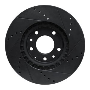 Mazda CX-7 Brake Rotor (1) - Front Left - R1 Concepts - Drilled & Slotted - Black - `07-`12